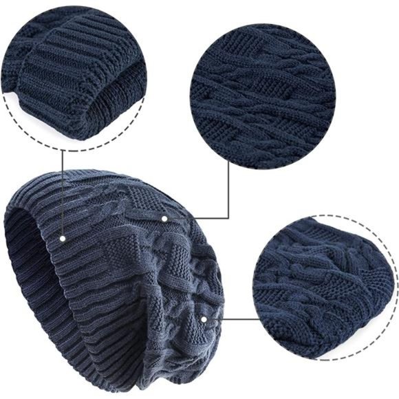 Surblue Unisex Trendy Beanie Warm Oversized Chunky Cable Knit Slouchy Woolen Hat